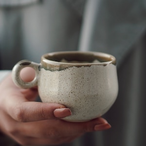 Ceramic Cappuccino Cup, Stoneware Cappuccino Cup Set, Handmade Coffee Cup, 6 oz Cappuccino Mug, Housewarming Gifts, Handmade Pottery Mug