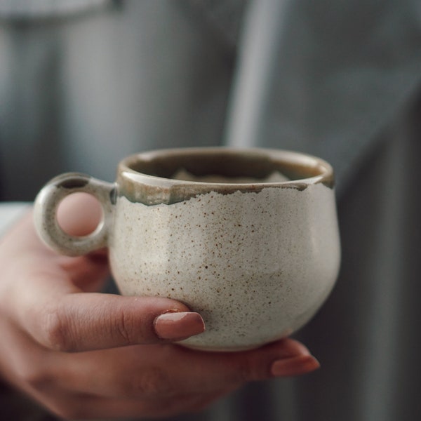 Ceramic Cappuccino Cup, Stoneware Cappuccino Cup Set, Handmade Coffee Cup, 6 oz Cappuccino Mug, Housewarming Gifts, Handmade Pottery Mug