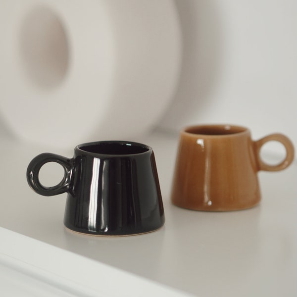 Ensemble de tasses à expresso en céramique, Tasse à expresso de 2,5 oz, Tasse à expresso en grès, Ensemble de tasses à expresso, Tasse à café faite main, Cadeau pour les amateurs de café