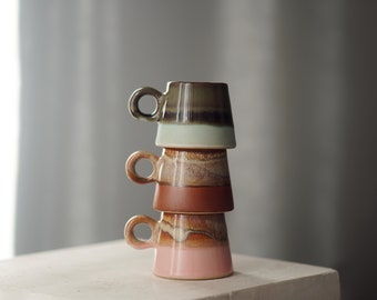 Tasse à expresso en céramique, tasse en grès, ensemble de tasses à expresso faites main, cadeau pour les amateurs de café, tasse à café, cadeau de Noël, cadeau de pendaison de crémaillère