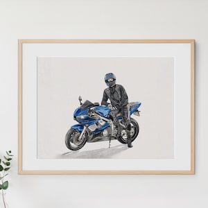 Custom Motorcycle Portrait From Photo, Watercolor Car Painting, Personalized Boyfriend Gift, Drawing from Photo, Husband Gift, Gift for Him