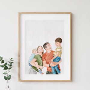 Custom Watercolor Portrait Painting, Personalized Christmas Gift, Hand-Painted Family Painting From Photo, Custom Gift for Dad