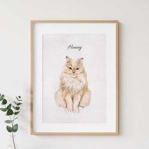 Custom Watercolor Cat Portrait: Pet Memorial Gift, Hand-Painted Pet Painting from Photo