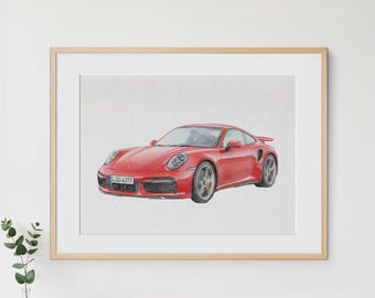 Pintura personalizada de coche en acuarela: Regalo para coche nuevo, retrato a partir de una foto, pintado a mano
