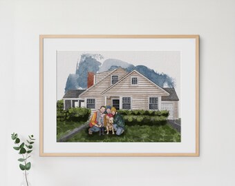Custom Watercolor House Portrait: Hand-Painted First Home Gift