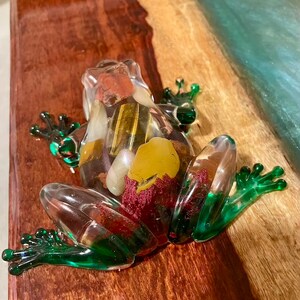 Clear Resin Frog with Polished River Rocks