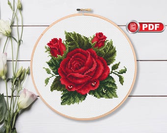 Vintage Roses Cross Stitch Pattern, Bouquet Cross Stitch Pattern, Flowers Cross Stitch Pattern, Modern Cross Stitch Pattern #fl.171