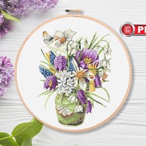 Spring Bouquet Cross Stitch Patterns, Flowers Cross Stitch Patterns, Summer Cross Stitch Pattern, Wildflowers Cross Stitch Pattern #fl.193