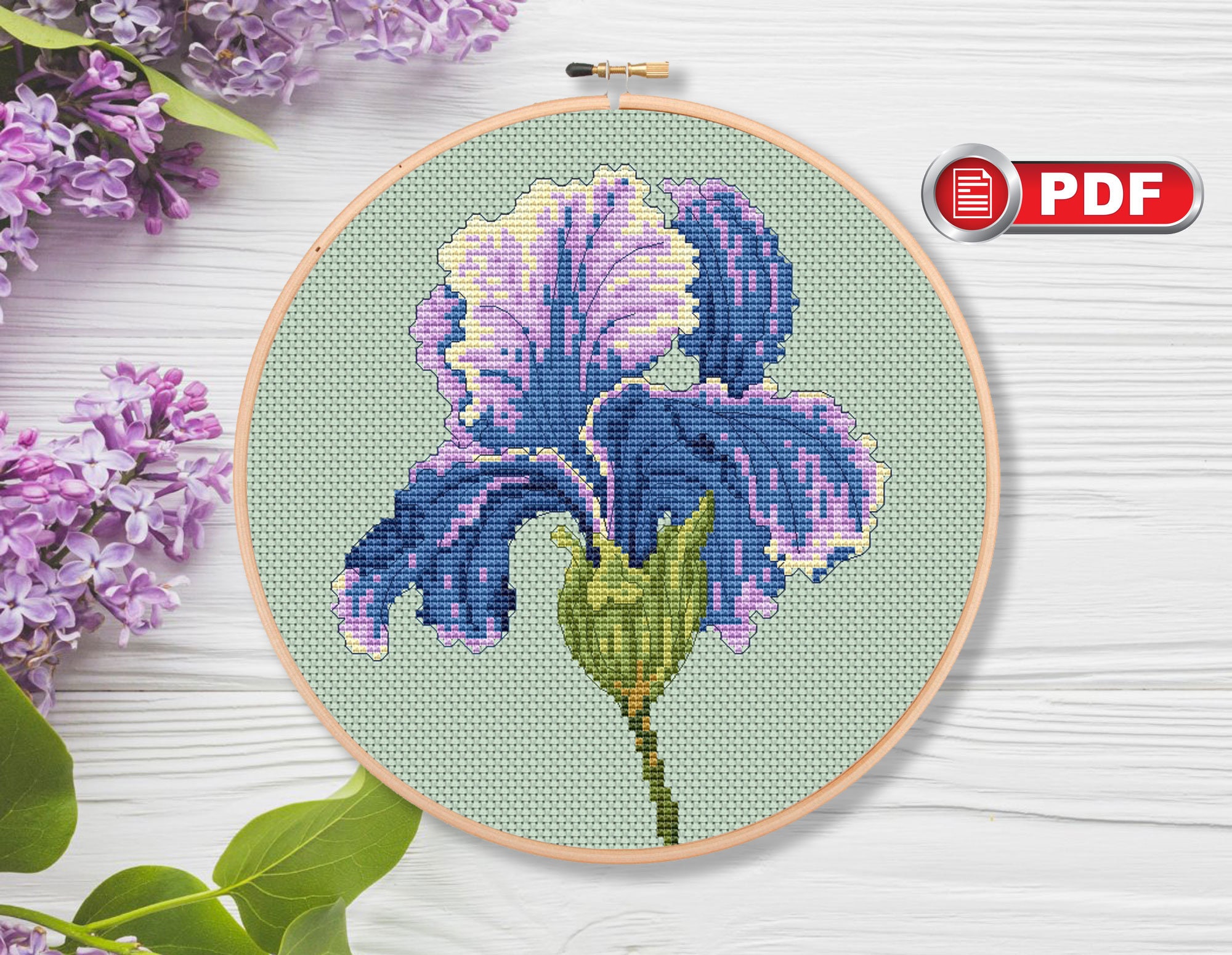 Iris Cross Stitch Pattern Bouquet Cross Stitch Pattern - Etsy