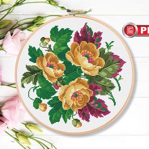 Vintage Bouquet Cross Stitch Pattern, Vintage Cross Stitch Pattern, Flowers Cross Stitch Pattern, Modern Cross Stitch Pattern #fl.169