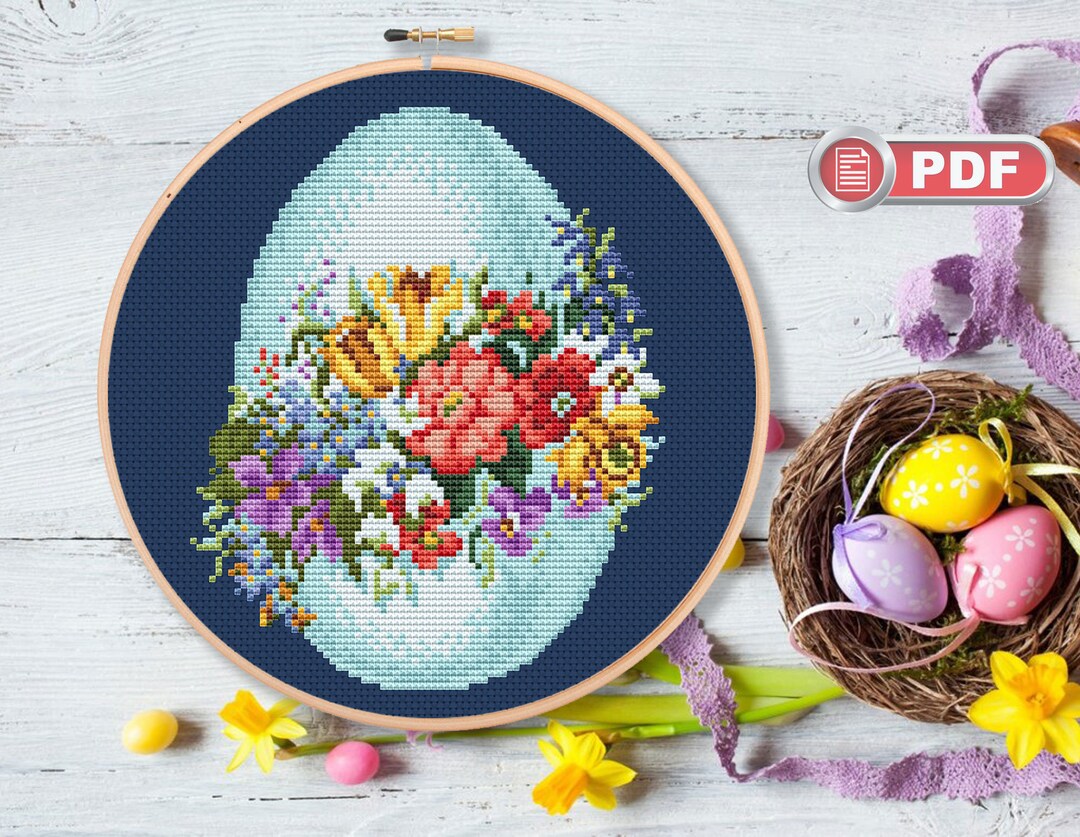 Happy Egg Cross Stitch Pattern, Easter Cross Stitch, Easter Chick ...