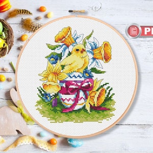 Buona Pasqua Schema punto croce, Punto croce uovo di Pasqua, Pulcino di Pasqua, Decorazione pasquale, Schema punto croce Pasqua #eas.015