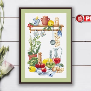 My Kitchen Cross Stitch Pattern, Vegetables Cross Stitch Pattern, Still Life of Berries Cross Stitch, Fruits Cross Stitch #kt.018