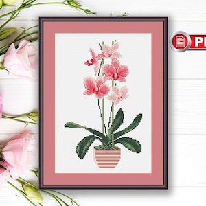 Light Pink Orchid Cross Stitch Pattern, Bouquet Cross Stitch, Flowers Cross Stitch Pattern, Orchid Cross Stitch, Flowers Pattern #fl.017