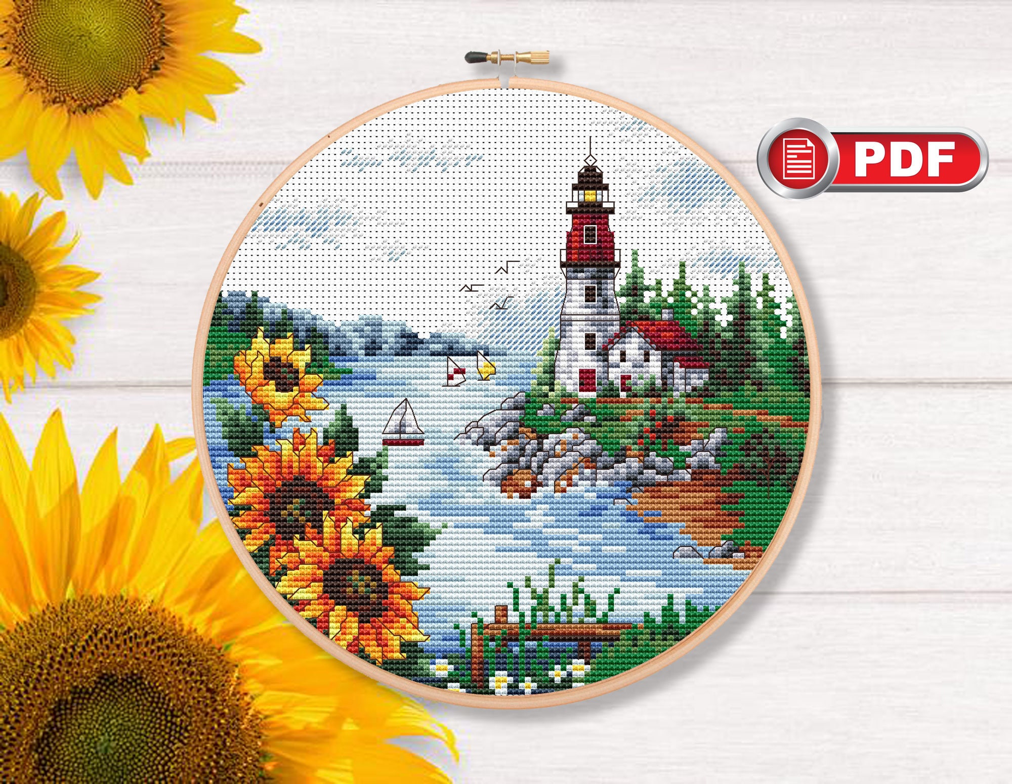 Set of 4 Seasons Cross Stitch Patterns Landscape Cross Stitch Patterns