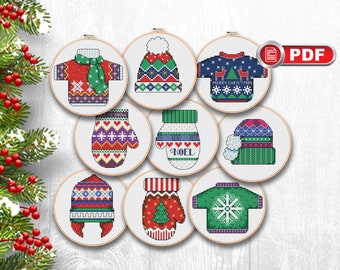 Christmas Set Cross Stitch Patterns, Merry Christmas Cross Stitch Patterns, Christmas Patterns, Christmas xStitch, Home Decor #mch.001