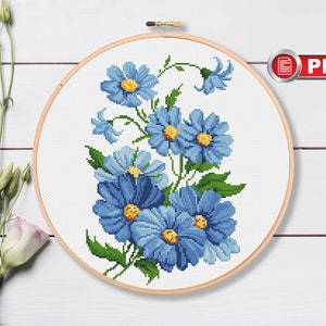 Forget-me-nots Cross Stitch Patterns, Bouquet Cross Stitch Patterns, Flowers Cross Stitch Pattern, Summer Cross Stitch Pattern #fl.049