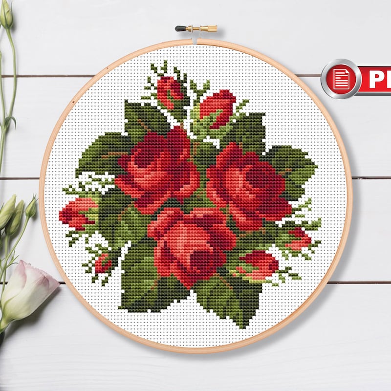 Rose Cross Stitch - Etsy
