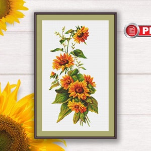 Sunflowers Cross Stitch Patterns, Bouquet Cross Stitch Patterns, Flowers Cross Stitch Pattern, Summer Cross Stitch Pattern #fl.037