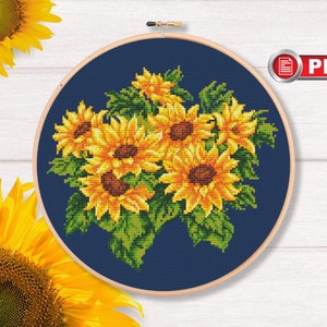 Sunflowers Cross Stitch Pattern, Bouquet Cross Stitch Pattern, Summer Cross Stitch Pattern, Sunflowers, Flowers Cross Stitch  #fl.137