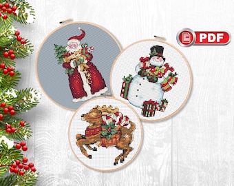 Christmas Set Cross Stitch Patterns, Merry Christmas Cross Stitch Patterns, Christmas Patterns, Christmas xStitch, Home Decor #mch.011