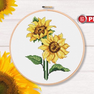 Sunflowers Cross Stitch Pattern, Bouquet Cross Stitch Pattern, Summer Cross Stitch Pattern, Sunflowers, Flowers Cross Stitch  #fl.140