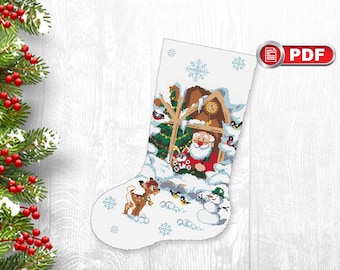 Christmas Stocking Cross Stitch Patterns, Winter Cross Stitch Patterns, Merry Christmas Cross Stitch Patterns, Christmas xStitch #mch.059