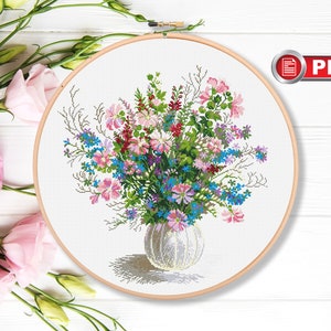 Summer Bouquet Cross Stitch Patterns, Wildflowers Cross Stitch Patterns, Flowers Cross Stitch Pattern, Summer Cross Stitch Pattern #fl.155