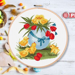 Buona Pasqua Schema punto croce, Punto croce uovo di Pasqua, Pulcino di Pasqua, Decorazione pasquale, Schema punto croce Pasqua #eas.012