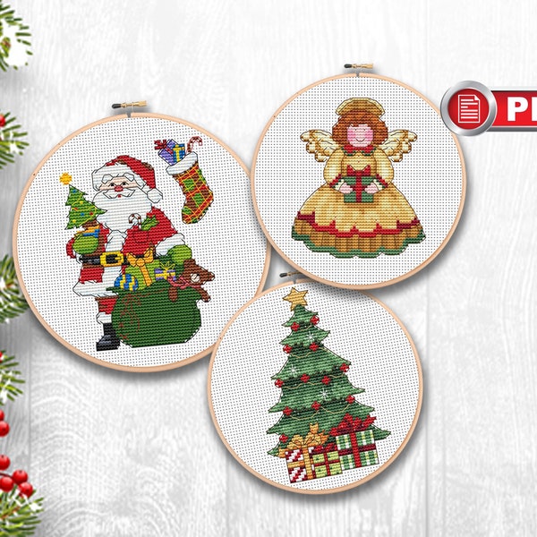 Christmas Set Cross Stitch Patterns, Merry Christmas Cross Stitch Patterns, Christmas Patterns, Christmas xStitch, Home Decor #mch.007