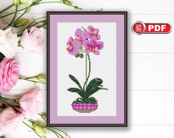 Lilac Orchid Cross Stitch Pattern, Orchid Patterns, Flowers Cross Stitch Pattern, Orchid Cross Stitch, Flowers Pattern #fl.019