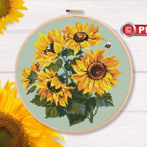 Sunflowers Cross Stitch Patterns, Bouquet Cross Stitch Patterns, Flowers Cross Stitch Pattern, Summer Cross Stitch Pattern fl.134 image 4