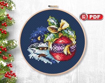 Christmas Ornament Cross Stitch Pattern, Merry Christmas Cross Stitch Patterns, Christmas Decor, Christmas xStitch, Holiday Decor #mch.042