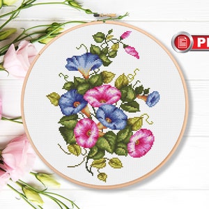 Colored Bells Cross Stitch Patterns, Bouquet Cross Stitch Patterns, Colored Flowers, Flowers Cross Stitch, Summer Cross Stitch #fl.074