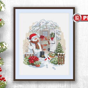 Merry Christmas Cross Stitch Patterns, Winter Cross Stitch Patterns, Snowman Cross Stitch Patterns, Christmas xStitch #mch.038
