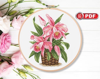 Tropical Flower Cross Stitch Patterns, Bouquet Cross Stitch Patterns, Tropical Cross Stitch Pattern, Summer Cross Stitch Pattern #fl.052