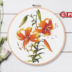 Lilies Cross Stitch Patterns, Bouquet Cross Stitch Patterns, Summer Cross Stitch Pattern, Flowers Cross Stitch Pattern #fl.041