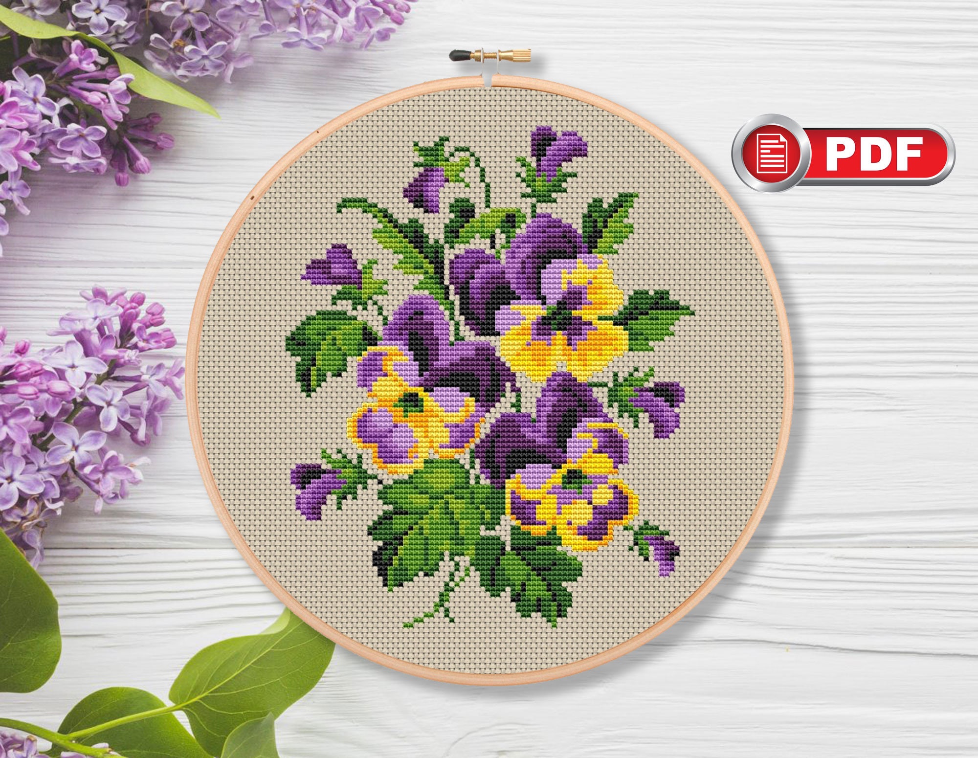 Vintage Pansy Cross Stitch Pattern Flowers Cross Stitch Etsy