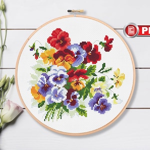 Viooltje Cross Stitch patroon, bloemen Cross Stitch patroon, wilde Cross Stitch, zomer Cross Stitch patroon, zomer Decor #fl.082