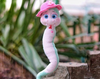 Padrão de cobra de crochê, tutorial de boneca amigurumi (PDF)