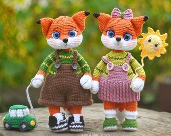 Padrão de crochê Amigurumi de Raposa - Raposas Menino e Menina (Tutorial em PDF)
