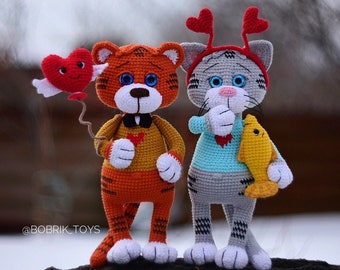 Crochet Tiger and Cat Pattern: Amigurumi Animal Toys (PDF)