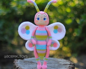 Padrão de borboleta arco-íris de crochê: brinquedo amigurumi (padrão em PDF)