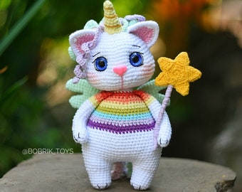 Padrão de Gato Unicórnio de Crochê: Brinquedo Amigurumi (Arquivo PDF)
