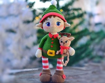 MUSTER: Kleiner Weihnachtshelfer Häkeltier süsser Weihnachtself, PDF ENGLISCHE Häkelanleitung