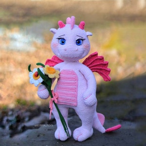 Raspberry Dragon the Leya pattern- amigurumi crochet pattern, English pattern dragon, pdf