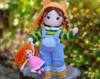 PATTERN: Doll Pugovka, amigurumi pattern doll, crochet dol PDF pattern,pattern clothes doll,  ENGLISH pattern