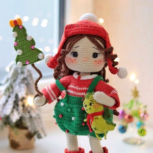 PATTERN:Christmas cute doll, crochet pattern amigurumi, doll pattern, pdf English tutorial image 2