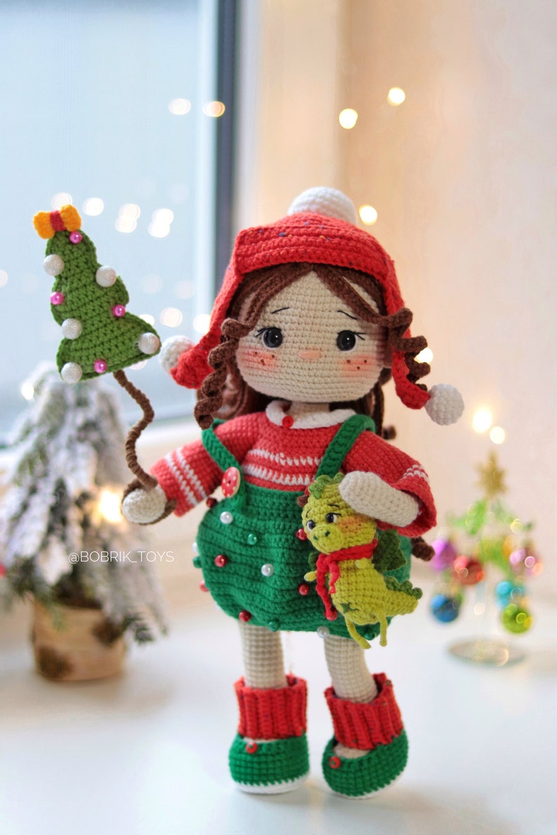 PATTERN:Christmas cute doll, crochet pattern amigurumi, doll pattern, pdf English tutorial image 2