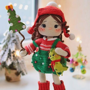 PATTERN:Christmas cute doll, crochet pattern amigurumi, doll pattern, pdf English tutorial image 3
